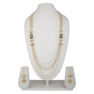 Delicate Pearl Jaipuri Mala Necklace Set for Women