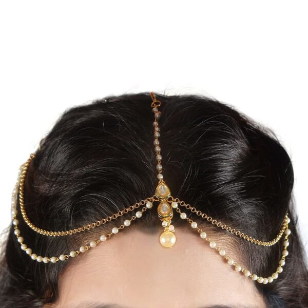 AccessHer Gold Plated Delicate White Jadau Kundan and Pearl