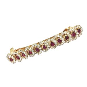 Delicate Rhinestones Studded Pink Hair Barrette Buckle Clip for Women