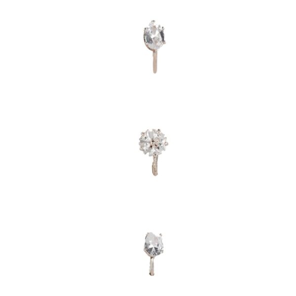 Accessher Pack Of 3 Rose Gold Plated Studded With White