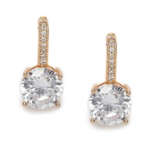 Delicate Rose Gold Plated American Diamond Studded Stud Earrings for Women