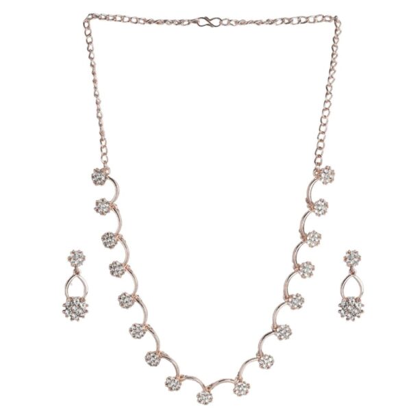 Accessher Rosegold Plated AD Studded Handcrafted Necklace