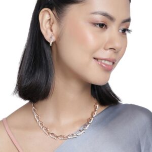 AccessHer Delicate Rose Gold Plated Necklace Set