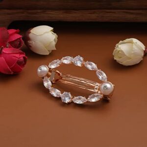 Delicate Rose Gold Plated Studded Hair Barrette Buckle Clip for Women