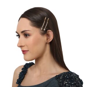 Delicate Rose Gold Plated Studded Hair Pins for Women