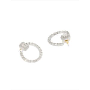Delicate Silver Plated American Diamond Stud Earrings For Women