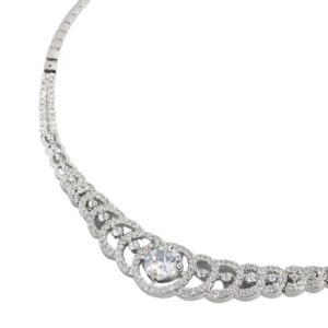 Delicate Silver Plated American Diamond Studded Necklace Set for Women