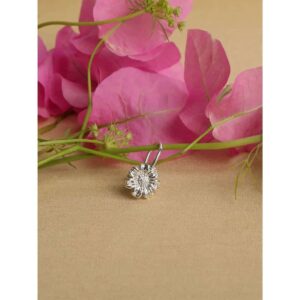 Delicate Silver Plated Floral Clip On Nose Pin for Women