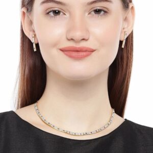 Delicate Studded Enameled Necklace Set for Women