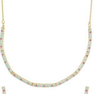 Delicate Studded Enameled Necklace Set for Women
