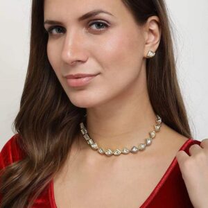 Delicate Vilandi Kundan Necklace with Earring for Women