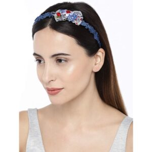 Denim Hair Band with Cute Floral Bow for Women