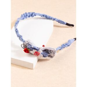 Denim Hair Band with Cute Floral Bow for Women