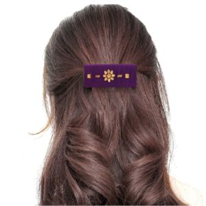 Designer Silk Thread Violet Hair Barrette Buckle Clip for Women