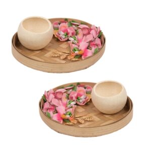 Diwali Decor Tealight Candle Holder, Table Centerpiece Decor for Home Decoration with Flowers Pack of 2