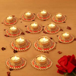 Diwali Diya Tealight Candle Holder for Diwali Home Decoration Pack of 12