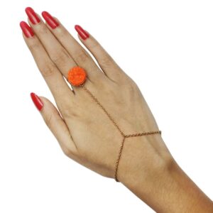 Druzy Stones Used Bright Orange Druzy Stone Ring Bracelet-BR0818GCDRO