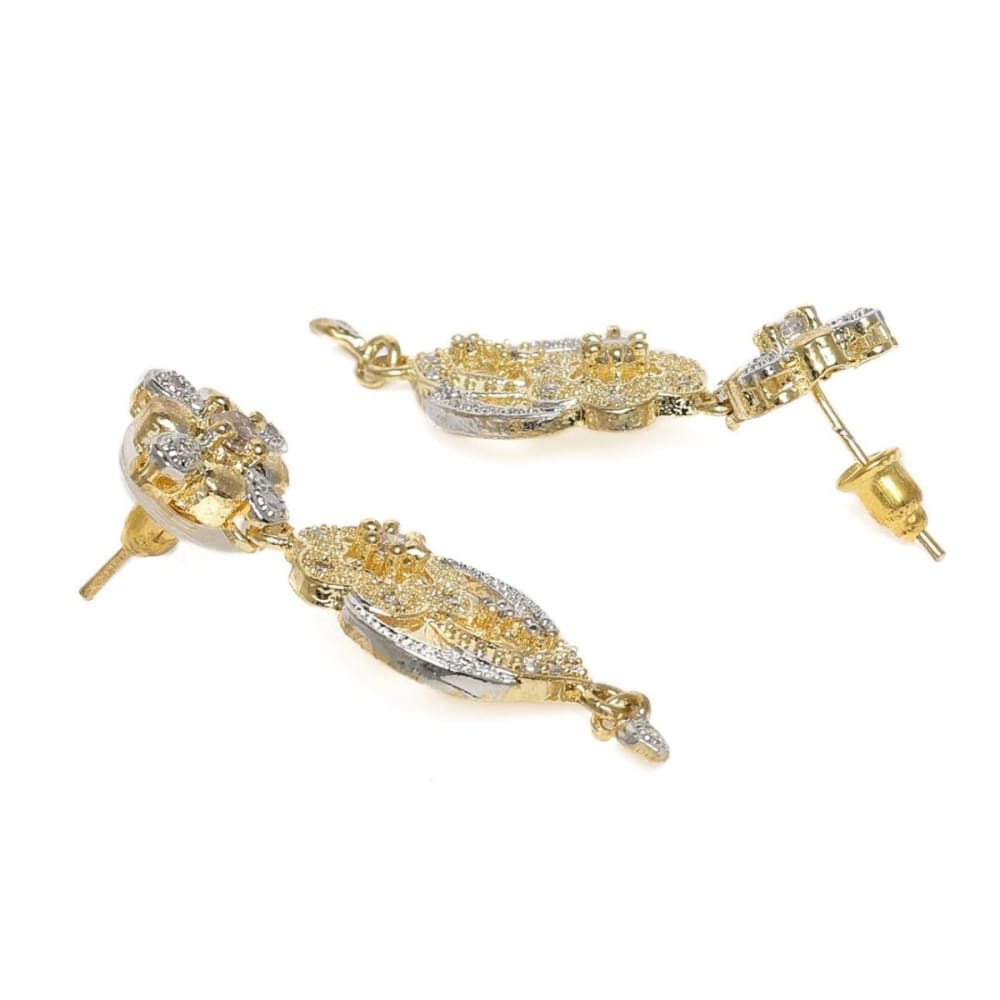 Silver-Toned Gold Plated CZ & AD Studded Handcrafted