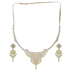 Dual Plated American Diamond Studded Necklace Set for Women