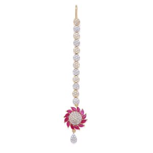 Dual Tone American Diamond Studded Delicate Floral Maang Tika for Women