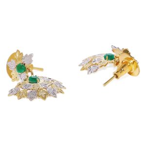 Dual Tone Floral Emerald Pendant Set for Women