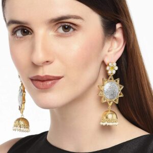 Dual Tone German Silver Sunshine Dangle Jhumki Earring for women