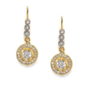 Dual Tone Plated American Diamond Studded Delicate Drop Earrings for Women