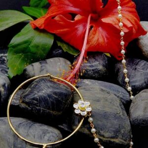 Gold-Plated Kundan-Studded Clip-On Ring Ninepin
