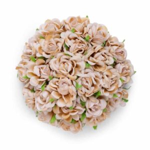 Elegant Floral Hair Bun Cover with Artificial Beige Roses for Women