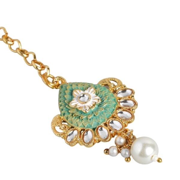 Gold tone pink and mint green enamel Bridal choker jewellery