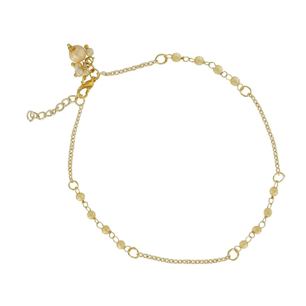 PY0118GC07GW -AccessHer Elegant Pearl Chain Designer Gold Plated Anklet for women and girls - access-her