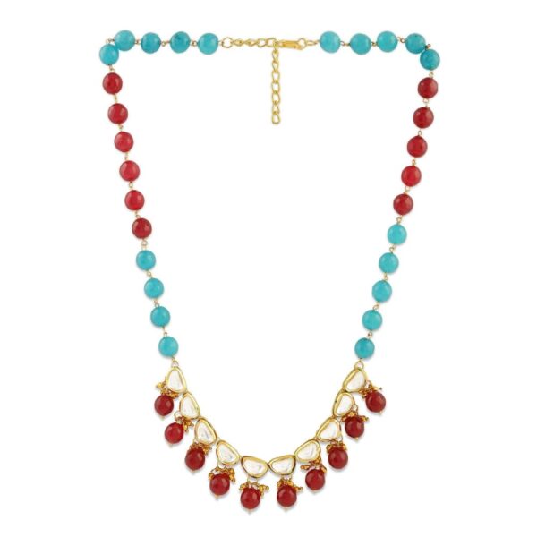 Elegant Ruby and Turquoise Beads Delicate Kundan