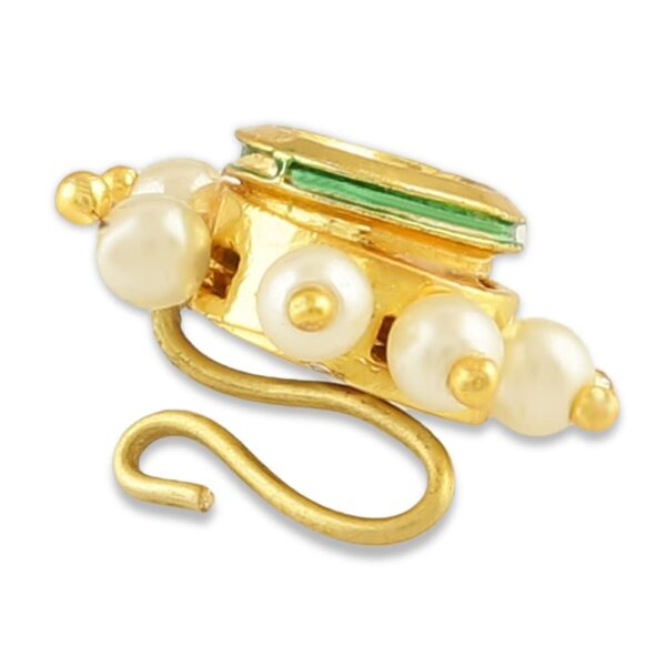 ACCESSHER Emrald and Pearl Green Nose Pin for Women