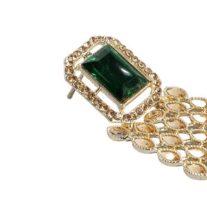 Gold Plated Emerald Studded Dangler Earrings for Women