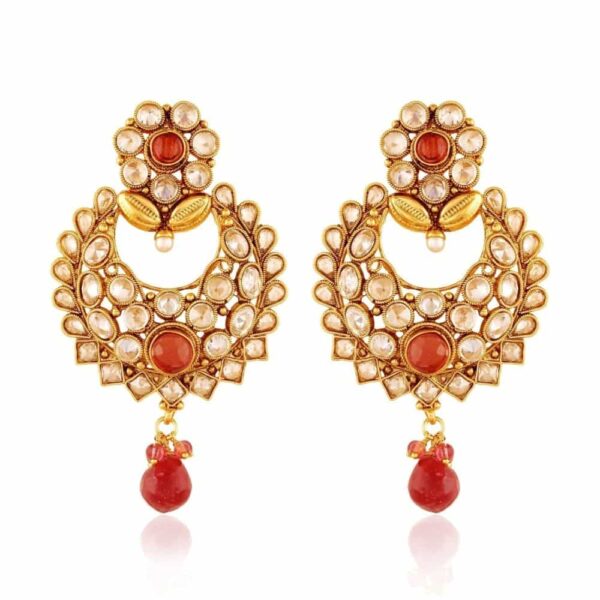 ACERJM966GW -AccessHer Ethnic Antique gold shaped stud earrings for women - access-her