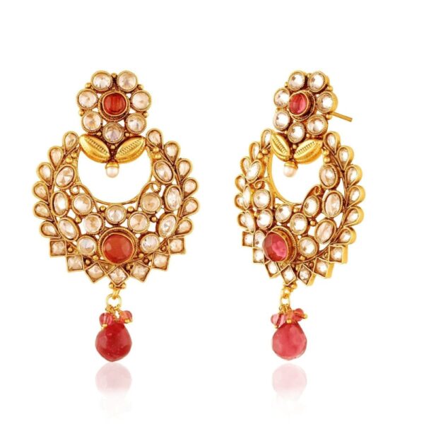 ACERJM966GW -AccessHer Ethnic Antique gold shaped stud earrings for women - access-her