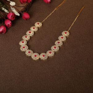 Gold-Plated Ethnic Rhinestones Studded Mathapatti for Women