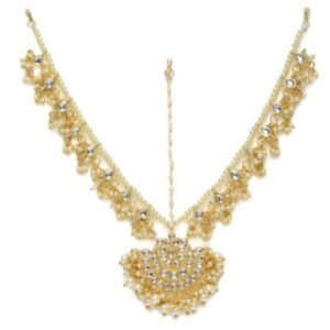 Ethnic Gold Plated Kundan and Pearls Embellished Bridal Mathapatti for Women