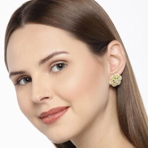 Ethnic Pachi Kundan and Pearls Embellished Stud Earrings for Women