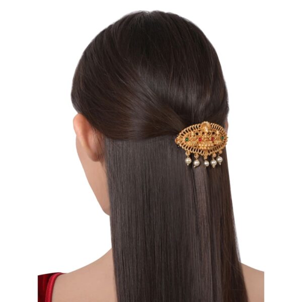 Ethnic Temple Inspired Gold Plated Hair Barrette Back Clip