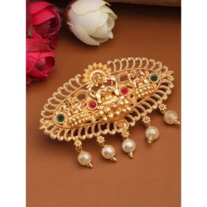 Ethnic Temple Inspired Gold Plated Hair Barrette Back Clip for Women
