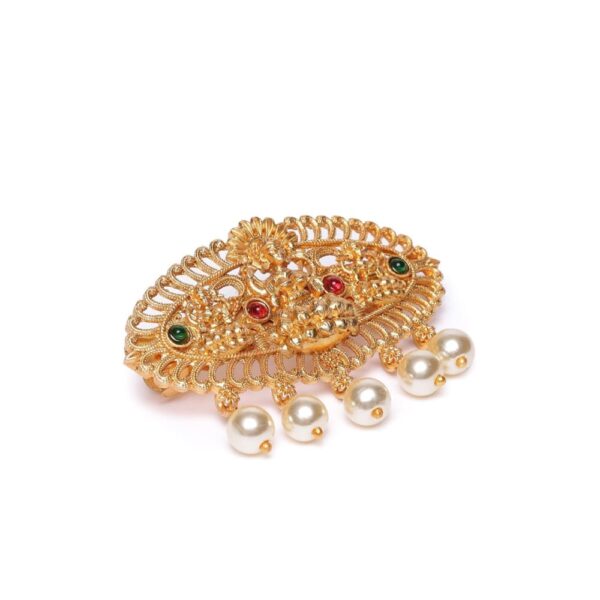Ethnic Temple Inspired Gold Plated Hair Barrette Back Clip