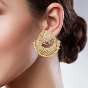 Filigree Chandbali Earrings with pearls for women