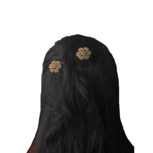 Flower Petal Shape Rhinestones Studded Hair Comb Pins for Women