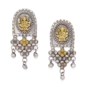German silver Two-Tone Ganesha Dangle earrings for women