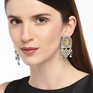 German silver Two-Tone Ganesha Dangle earrings for women