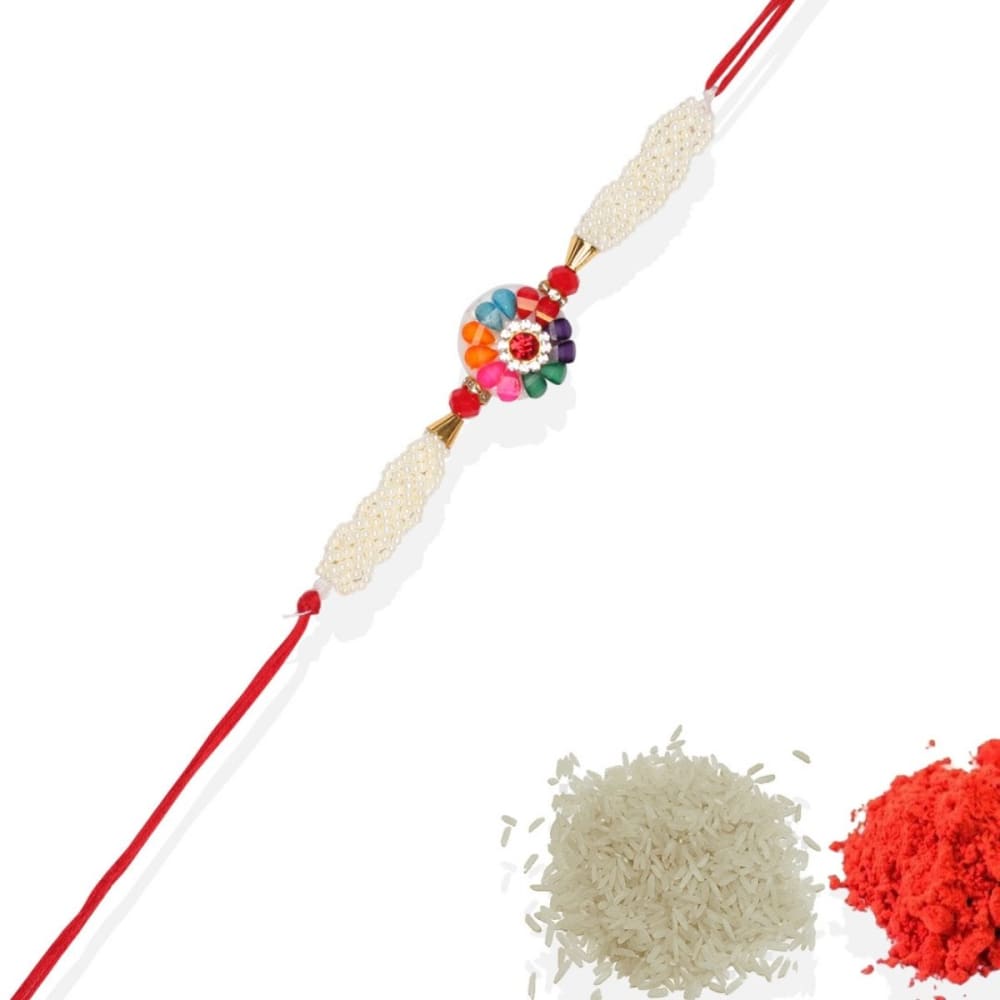 Gift Set of 4 with Rakhis Pack of 2 Peacock Design Thali &