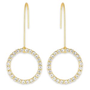 Gold Plated Rhinestone Studded Drop Earrings for Women and Girls