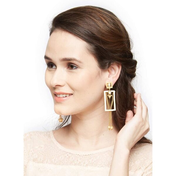 Gold Color Brass Material Geometrical Earrings for Women