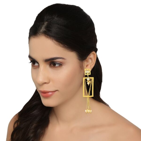 Gold Color Brass Material Geometrical Earrings for Women